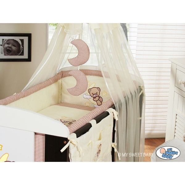 Ciel de Lit Bébé avec Fleche Brun Voile Bonne Nuit