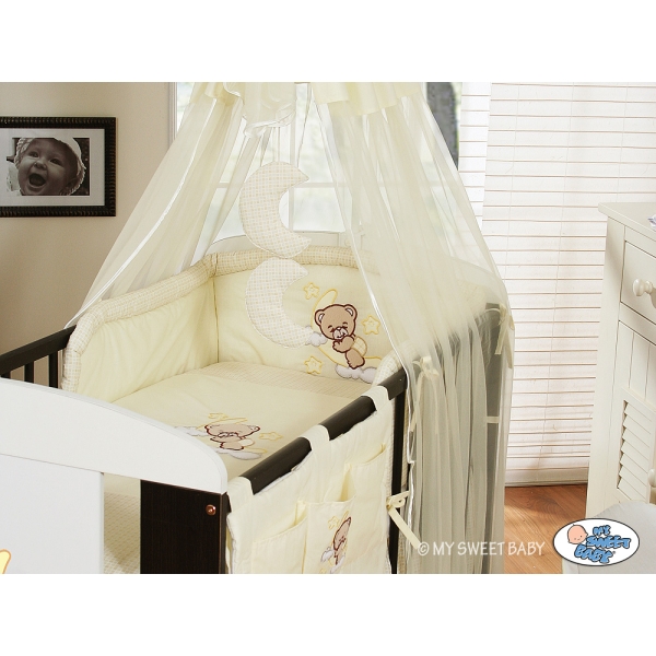 Ciel de Lit Bébé avec Fleche Crème Voile Bonne Nuit
