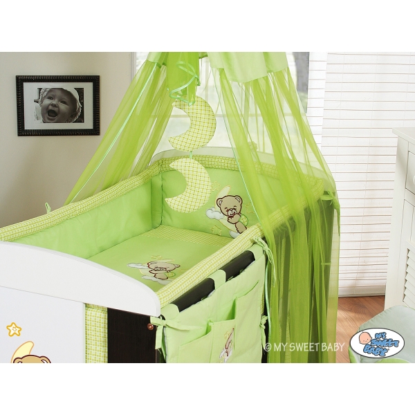 Ciel de Lit Bébé avec Fleche Vert Voile Bonne Nuit