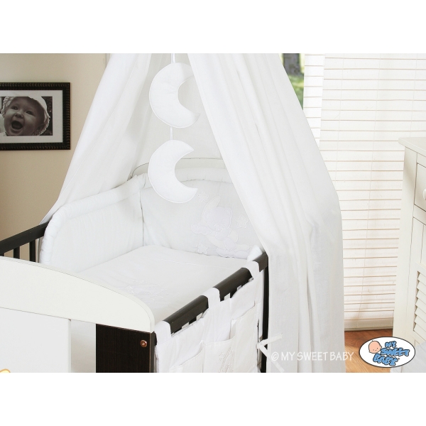 Ciel de Lit Bébé avec Support Blanc Bonne Nuit