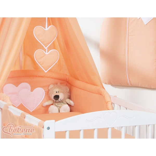 Ciel de Lit Bébé en Tissu Orange Cœurs