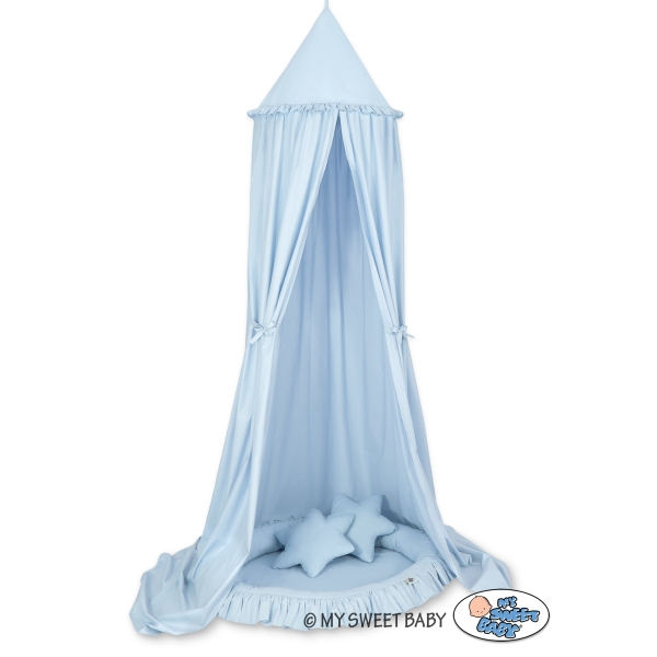 Ciel de Lit Bébé Enfant à Suspendre Au Plafond avec Nid et Oreillers Bleu