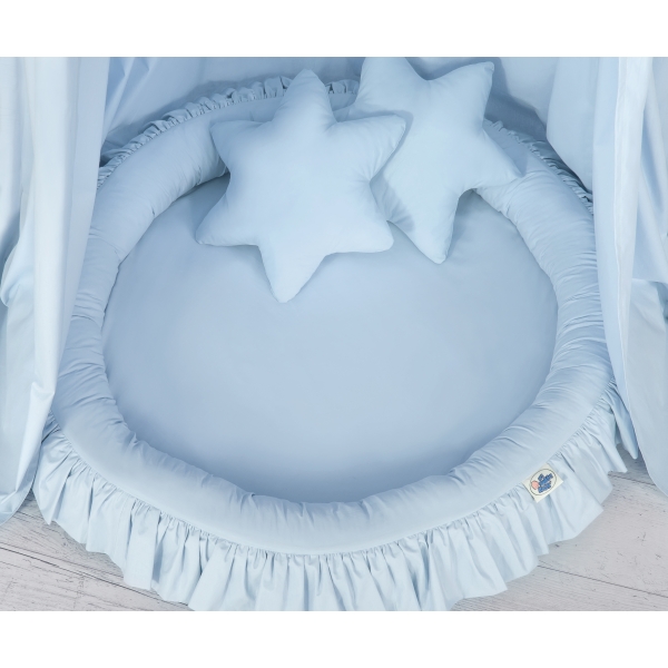 Ciel de Lit Bébé Enfant à Suspendre Au Plafond avec Nid et Oreillers Bleu