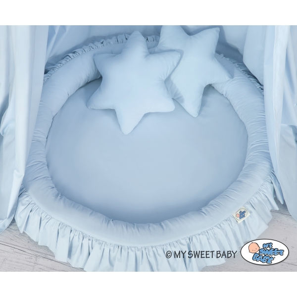 Ciel de Lit Bébé Enfant à Suspendre Au Plafond avec Nid et Oreillers Bleu