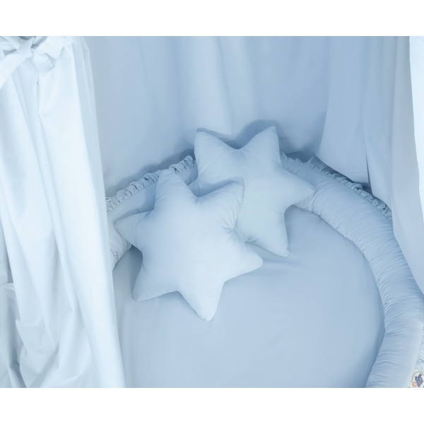 Ciel de Lit Bébé Enfant à Suspendre Au Plafond avec Nid et Oreillers Bleu
