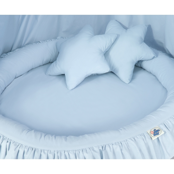 Ciel de Lit Bébé Enfant à Suspendre Au Plafond avec Nid et Oreillers Bleu