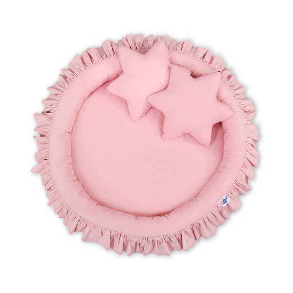 Ciel de Lit Bébé Enfant à Suspendre Au Plafond avec Nid et Oreillers Rose Poussiéreux