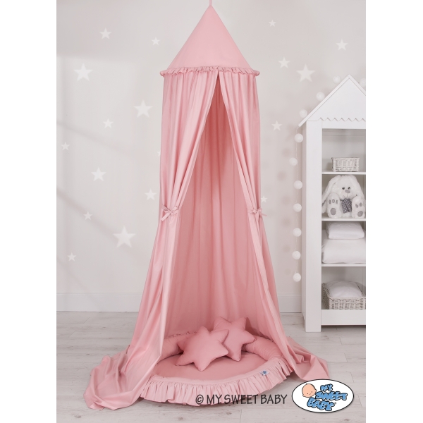 Ciel de Lit Bébé Enfant à Suspendre Au Plafond avec Nid et Oreillers Rose Poussiéreux