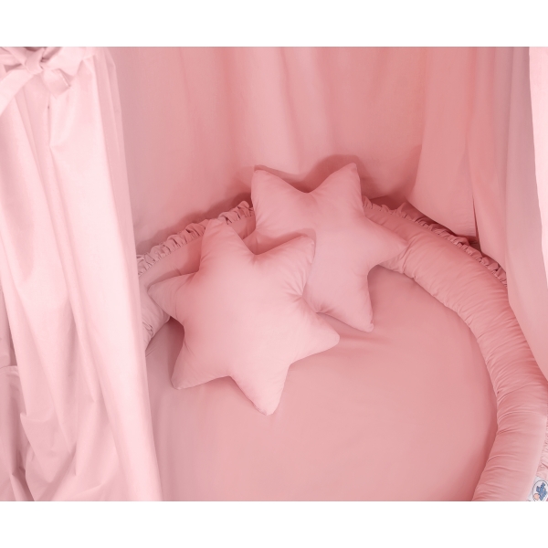 Ciel de Lit Bébé Enfant à Suspendre Au Plafond avec Nid et Oreillers Rose Poussiéreux