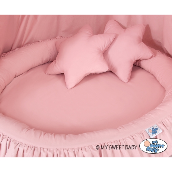 Ciel de Lit Bébé Enfant à Suspendre Au Plafond avec Nid et Oreillers Rose Poussiéreux