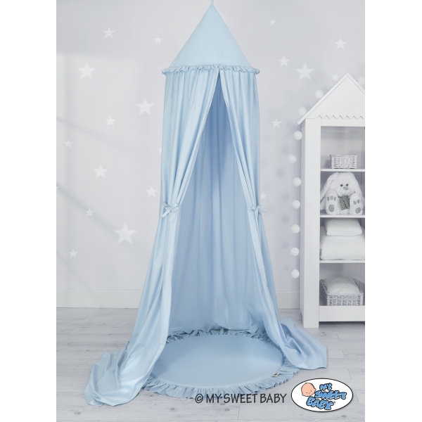 Ciel de Lit Bébé Enfant à Suspendre Au Plafond avec Tapis Bleu