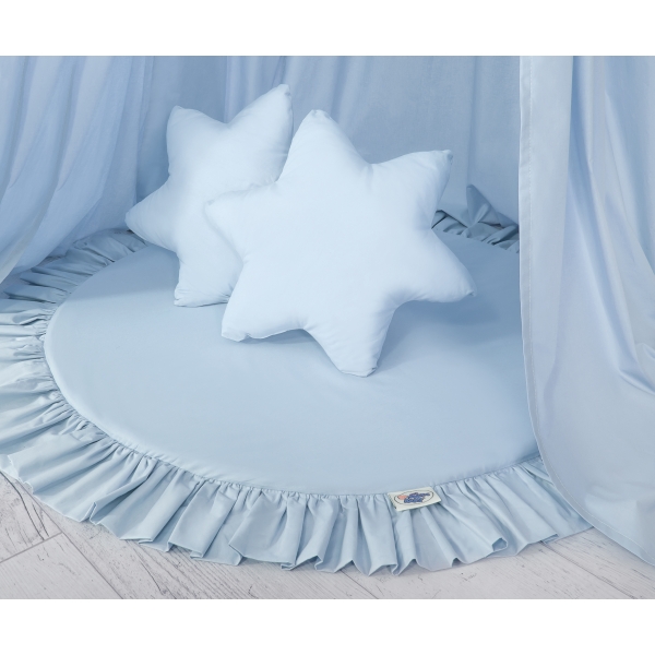 Ciel de Lit Bébé Enfant à Suspendre Au Plafond avec Tapis et Coussins Bleu
