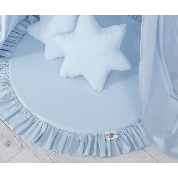 Ciel de Lit Bébé Enfant à Suspendre Au Plafond avec Tapis et Coussins Bleu