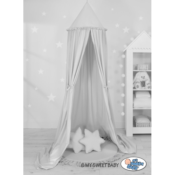 Ciel de Lit Bébé Enfant à Suspendre Au Plafond avec Tapis et Coussins Gris