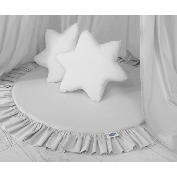 Ciel de Lit Bébé Enfant à Suspendre Au Plafond avec Tapis et Coussins Gris