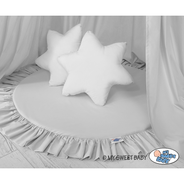 Ciel de Lit Bébé Enfant à Suspendre Au Plafond avec Tapis et Coussins Gris