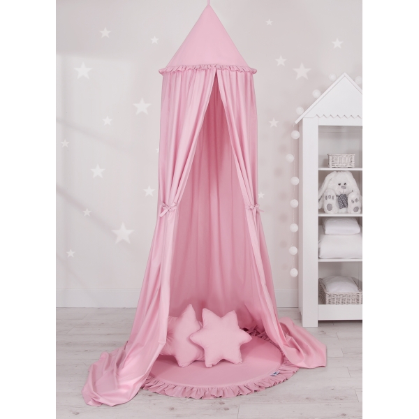 Ciel de Lit Bébé Enfant à Suspendre Au Plafond avec Tapis et Coussins Rose