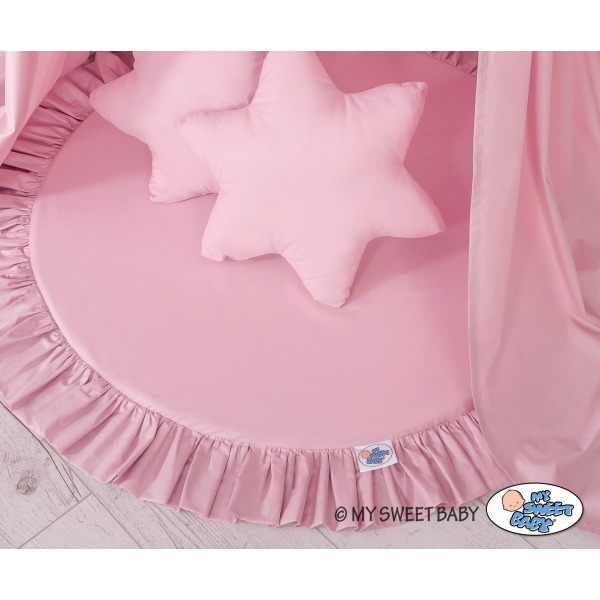 Ciel de Lit Bébé Enfant à Suspendre Au Plafond avec Tapis et Coussins Rose