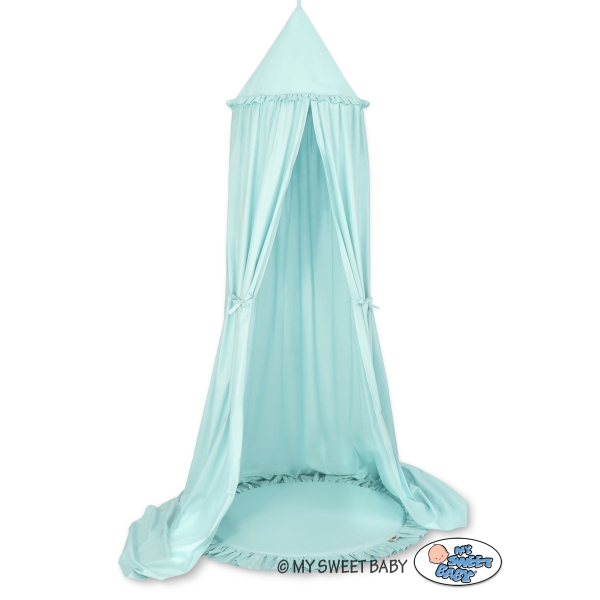 Ciel de Lit pour Enfants Baldaquin avec Tapis Menthe