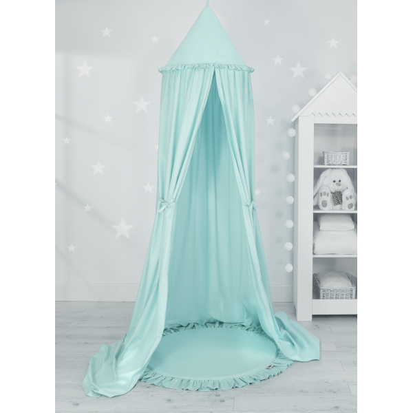 Ciel de Lit pour Enfants Baldaquin avec Tapis Menthe
