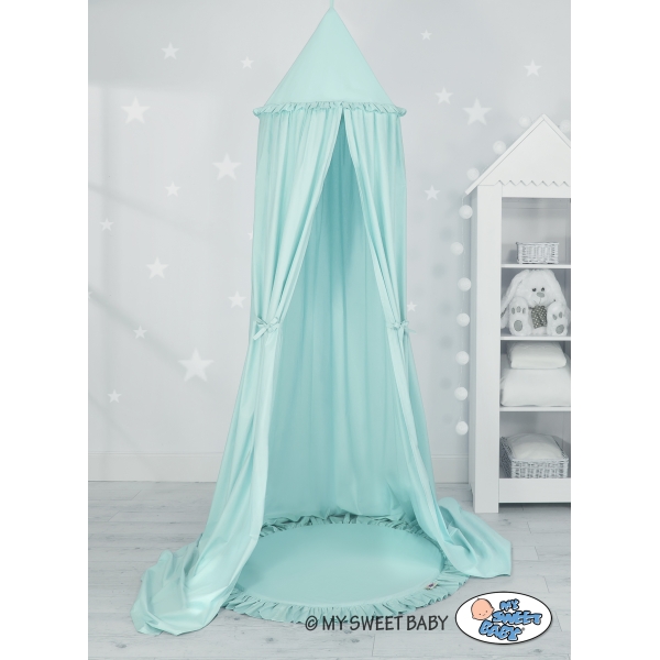 Ciel de Lit pour Enfants Baldaquin avec Tapis Menthe