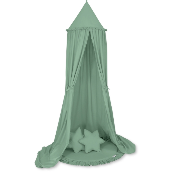 Ciel de Lit Tente avec Tapis et Coussins Blanc Vert