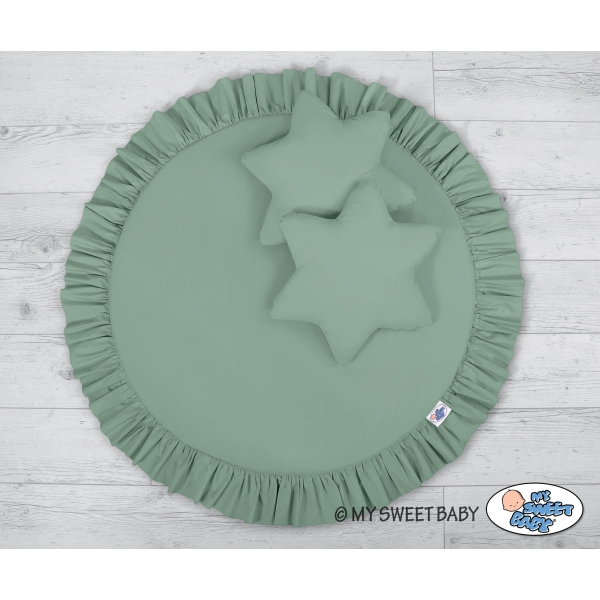 Ciel de Lit Tente avec Tapis et Coussins Blanc Vert