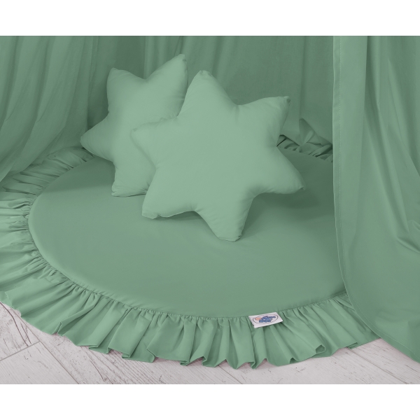 Ciel de Lit Tente avec Tapis et Coussins Blanc Vert