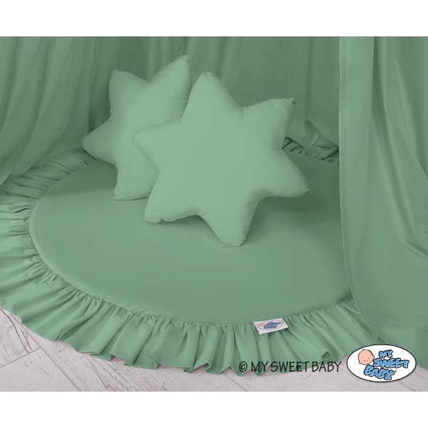 Ciel de Lit Tente avec Tapis et Coussins Blanc Vert