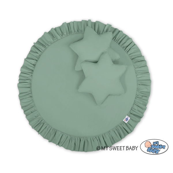Ciel de Lit Tente avec Tapis et Coussins Blanc Vert