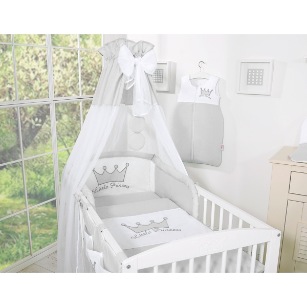 Ciel en Tulle pour Lit de Bébé Gris Mousseline Prince / Princess
