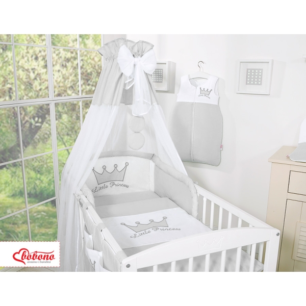 Ciel en Tulle pour Lit de Bébé Gris Mousseline Prince / Princess