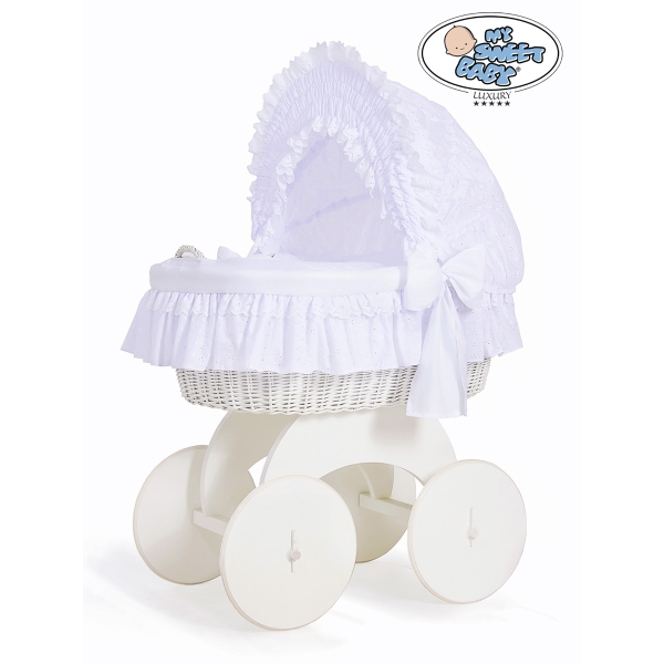 Couffin Sur Roues en Osier Naturel avec Canopy Charlotte