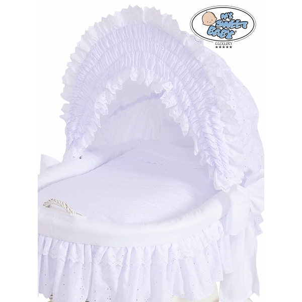 Couffin Sur Roues en Osier Naturel avec Canopy Charlotte