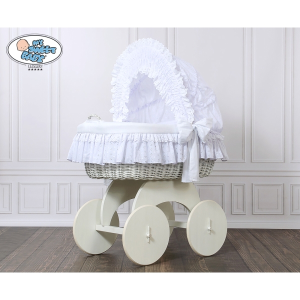 Couffin Sur Roues en Osier Naturel avec Canopy Charlotte
