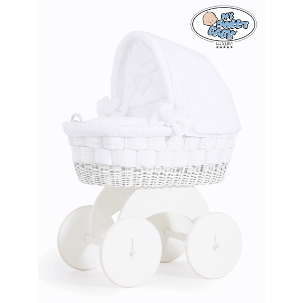 Berceau bébé à capote en Osier Bois Blanc
