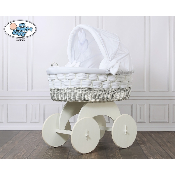 Berceau bébé à capote en Osier Bois Blanc
