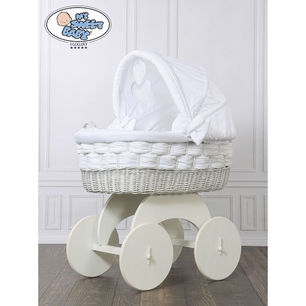 Berceau bébé à capote en Osier Bois Blanc