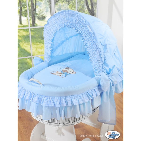 Couffins en Osier avec Capote  Bleu Papillon