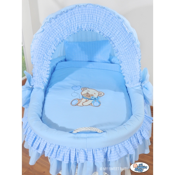 Couffins en Osier avec Capote  Bleu Papillon