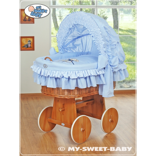 Couffins en Osier avec Capote  Bleu Papillon