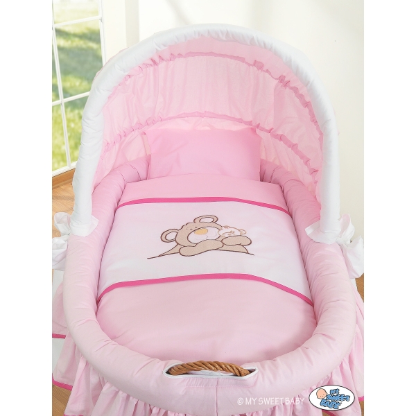 Couffins en Osier avec Capote  Rose