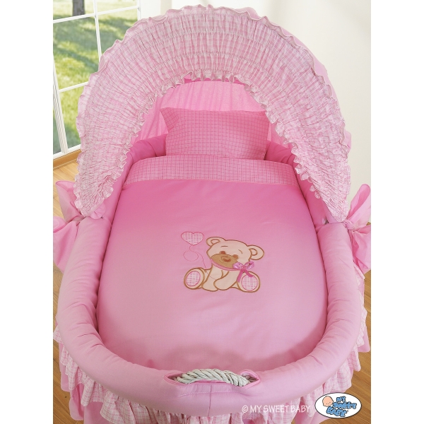 Couffins en Osier avec Capote  Rose Papillon