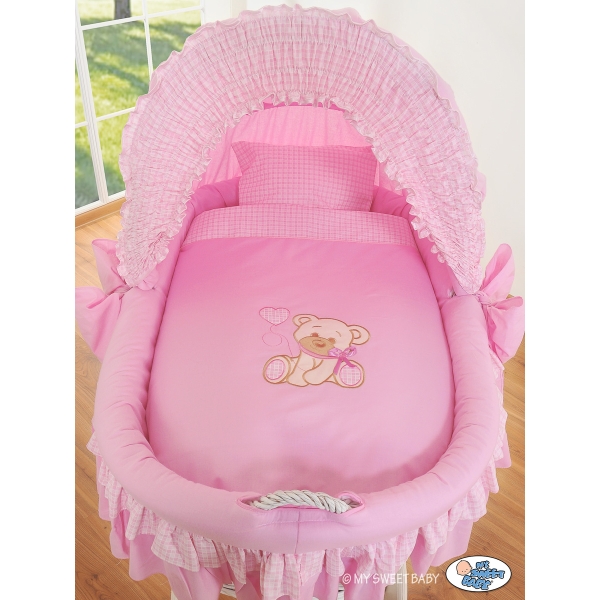 Couffins en Osier avec Capote  Rose Papillon