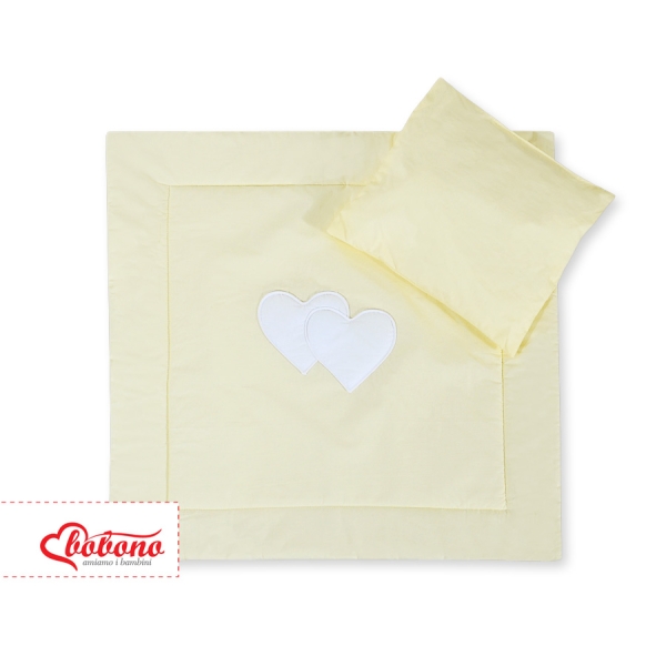 Coussin et Couverture pour Landau Bébé Crème Cœurs