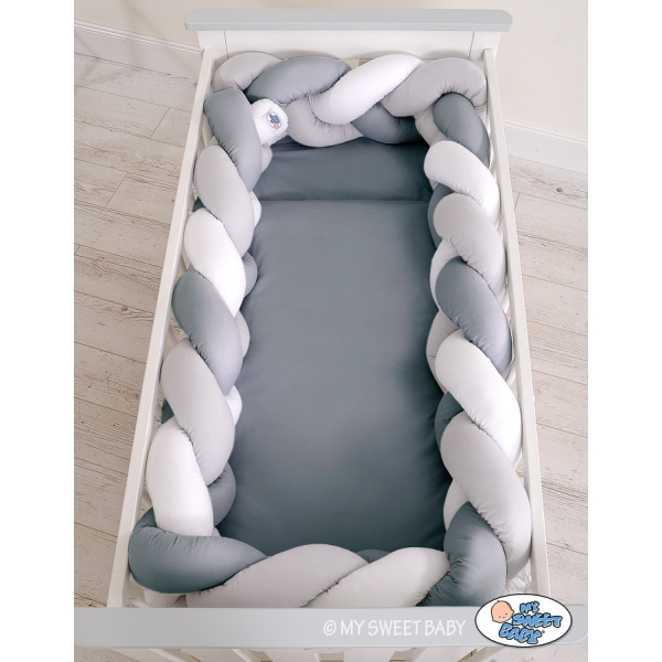 Coussin Tressé Tour de Lit Extra épais à Long Noeud Oreiller XXL Blanc Gris Anthracite