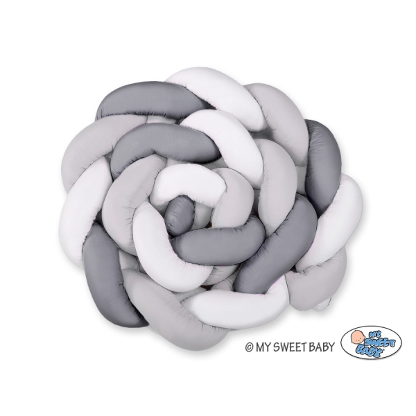 Coussin Tressé Tour de Lit Extra épais à Long Noeud Oreiller XXL Blanc Gris Anthracite