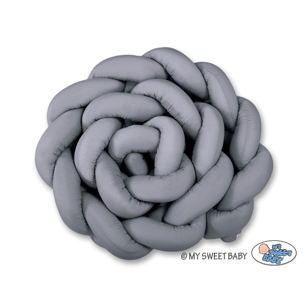 Coussin Tressé Tour de Lit Extra épais à Long Noeud Oreiller XXL Gris Anthracite