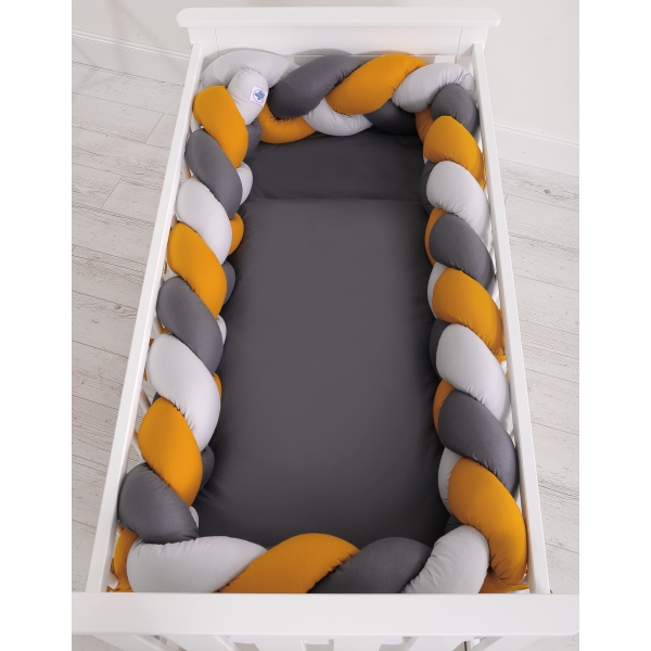 Coussin Tressé Tour de Lit Extra épais à Long Noeud Oreiller XXL Gris Anthracite Miel