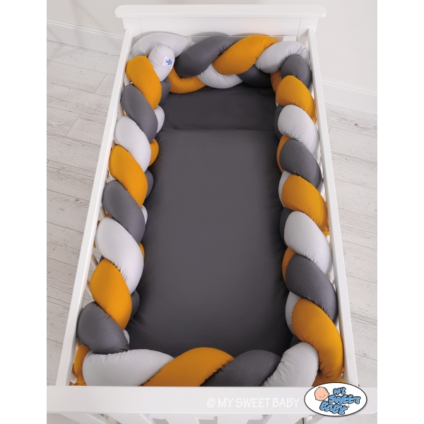 Coussin Tressé Tour de Lit Extra épais à Long Noeud Oreiller XXL Gris Anthracite Miel